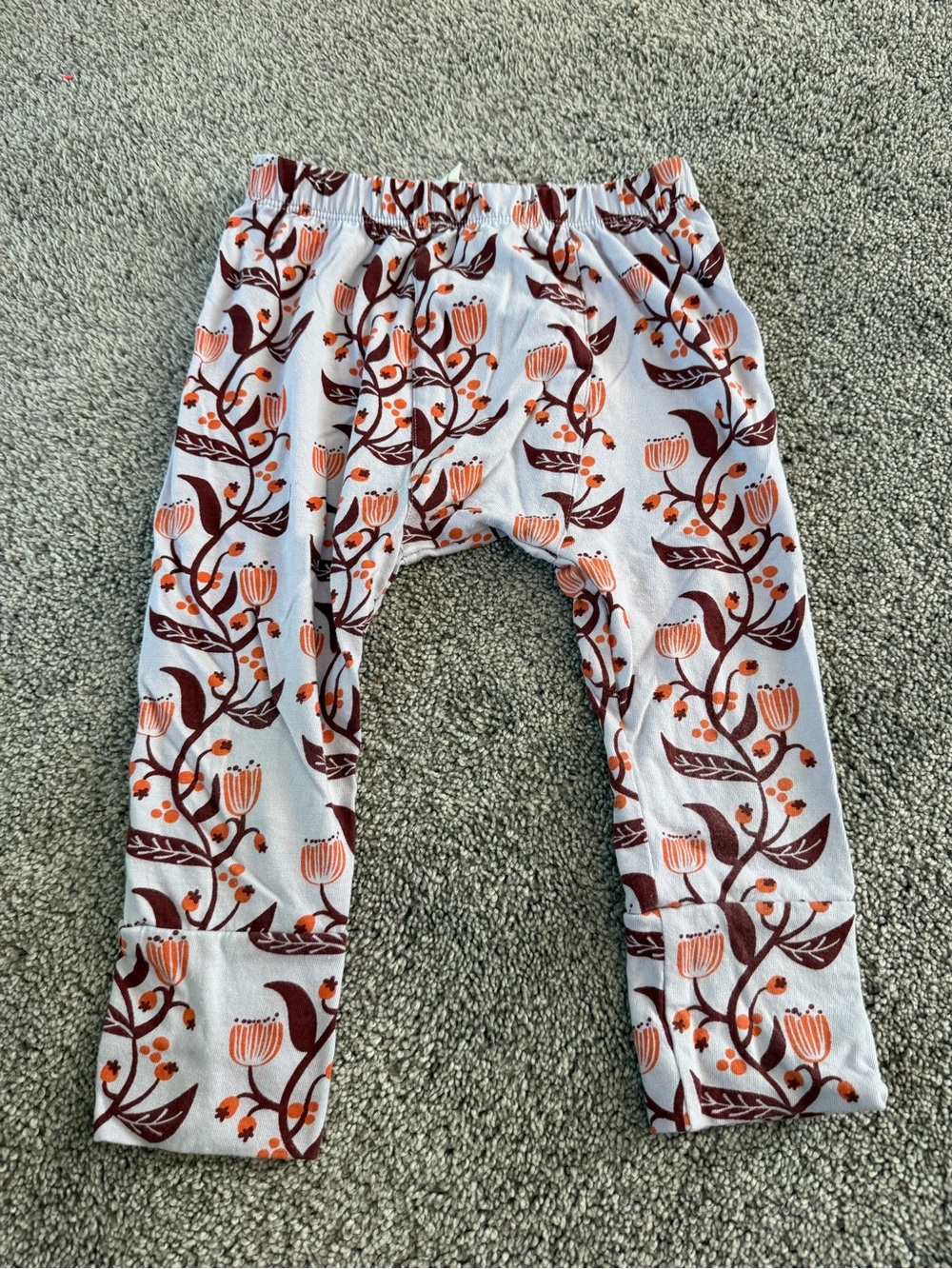 kate quinn Lavender Baby Jogger Pants with Rust and Burgundy Floral Print